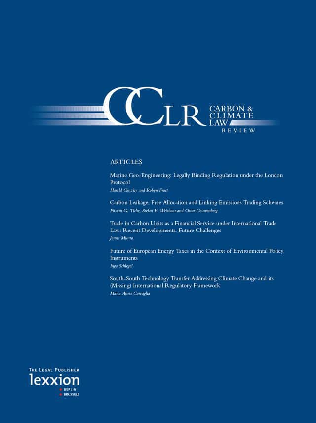 CCLR – Carbon & Climate Law Review - Journals Cover CCLR