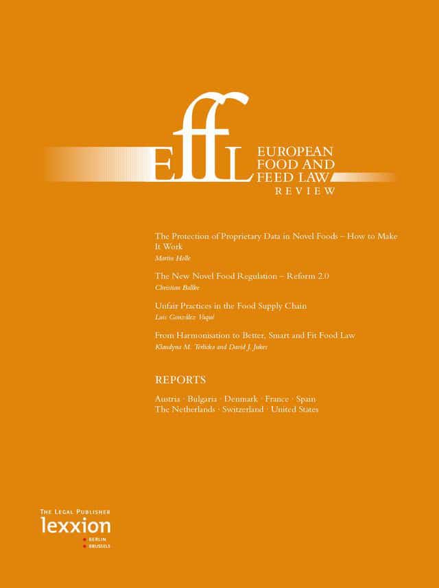 EFFL – European Food and Feed Law Review - Journals Cover EFFL