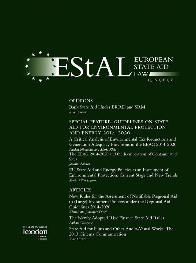 EStAL – European State Aid Law Quarterly - Journals Cover EStAL