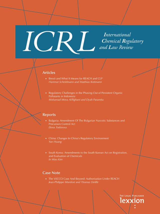 ICRL – International Chemical Regulatory and Law Review - Journals Cover ICRL