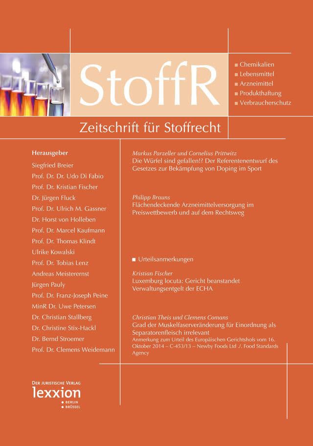 StoffR – Zeitschrift für Stoffrecht - Journals Cover StoffR