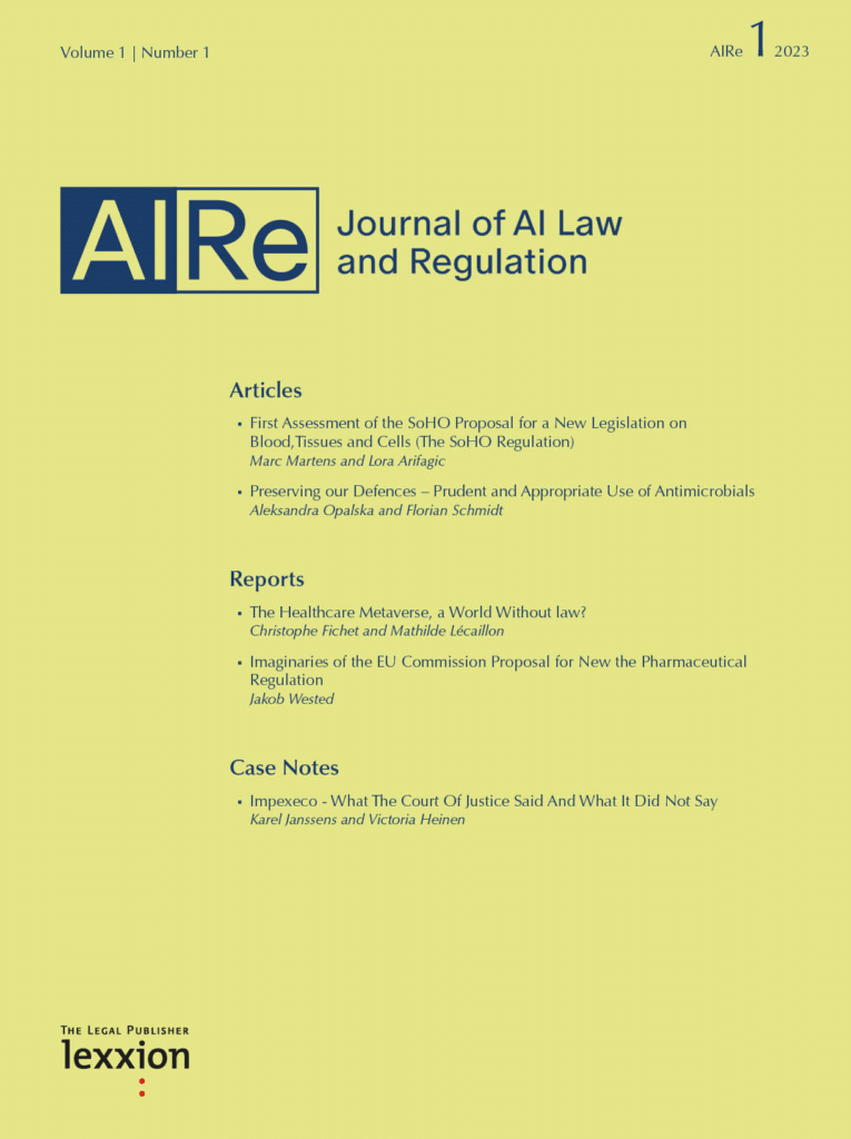 AIRe – Journal of AI Law and Regulation - AIRe Cover pre e1699001490171