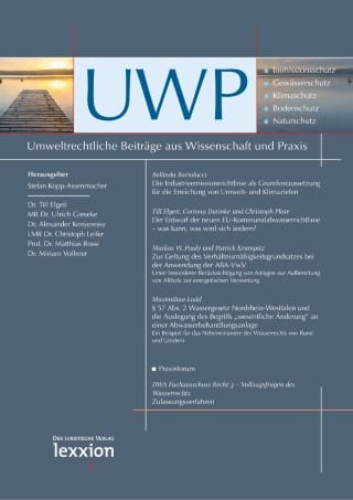 UWP – Umweltrechtliche Beiträge aus Wissenschaft und Praxis - uwp cover klein