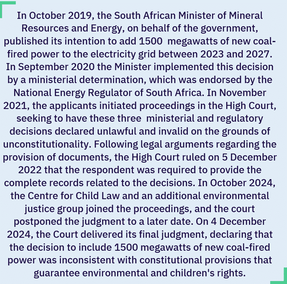 Climate Litigation Brief #5/2024: The High Court of South Africa, African Climate Alliance and Others v The Minister of Mineral Resources and Energy and Others - Judgment of 4 December 2024 - CLB 5 image1